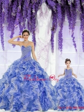New Style Organza Beading and Ruffles  Princesita with Quinceanera Dresses in Blue ZY791-LG-3FOR