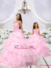 Popular Beading and Ruching Baby Pink Macthing Sister Dresses for 2016 MLXN911415-LG-1FOR