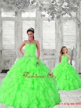 Popular Beading and Ruching Princesita with Quinceanera Dresses in Green for 2015 PDZY724-LG-12FOR