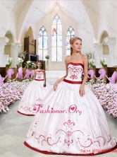 Pretty Embroidery White and Wine Red  Macthing Sister Dresses  for 2015  QDZY376-LG-11FOR