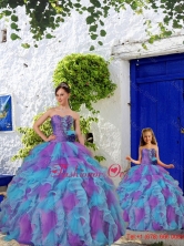 Purple and Aqua Blue Ruffles Organza Macthing Sister Dresses with Beading QDZY453-LGFOR
