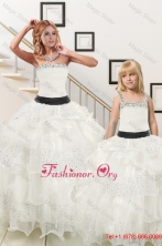 Sequins and Ruffles Ball Gown 2015 White Macthing Sister Dresses XFNAO808-LGFOR