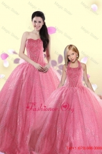 Simple Sweetheart Sequins Macthing Sister Dresses in Rose Pink For 2015 XFNAO825-LGFOR
