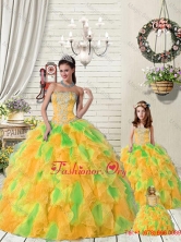 Super Hot Ruffles and Beading Orange and Green Princesita with Quinceanera Dressesfor 2015 PDZY471-LG-7FOR
