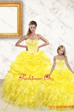 Sweetheart Beading and Ruffles 2015 Brand New Yellow Princesita with Quinceanera Dresses XFNAOA03-LGFOR