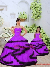 Top Seller Beading and Ruching Macthing Sister Dresses  in Eggplant Purple for 2015 QDZY391-LG-5FOR