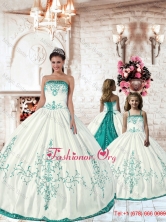 Top Seller White Macthing Sister Dresses with Turquoise Embroidery PDZY535-LG-4FOR