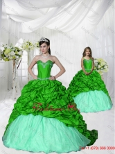 Trendy Appliques Brush Train Spring Green Princesita with Quinceanera Dresses for 2015 Spring ZY775-LG-9FOR