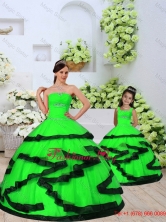 Trendy Beading and Ruching Spring Green Macthing Sister Dresses  for 2015 Spring QDZY391-LG-10FOR
