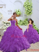 Trendy Purple Macthing Sister Dresses with Beading and Ruffles for 2015 Spring QDZY034-2-LG-12FOR