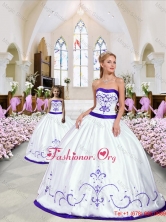 Unique Embroidery White and Purple Macthing Sister Dresses for 2015 QDZY376-LG-4FOR