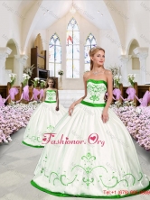 Unique Embroidery White and Spring Green Macthing Sister Dresses  for 2015 Spring QDZY376-LG-9FOR
