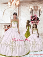 Unique White Princesita with Quinceanera Dresses with Yellow Green Embroidery for 2015 PDZY535-LG-1FOR