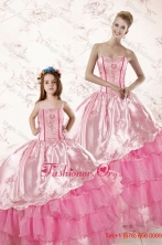 Wonderful Embroidery and Ruffles 2015 Macthing Sister Dresses in Pink XFNAO417-LGFOR