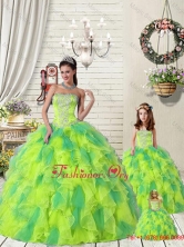 Wonderful Ruffles and Beading Yellow and Green Macthing Sister Dresses for 2015 PDZY471-LG-6FOR