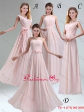 Most Beautiful Chiffon Light Pink Empire Dama Dress with Ruching  BMT009FOR