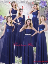New Style Empire Floor Length Dama Dresses in Navy Blue BMT059FOR