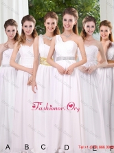 White Ruching Empire Dama Dresses for 2015 BMT025FOR