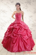2015 Cheap Appliques Quinceanera Dresses in Red XFNAO585FOR