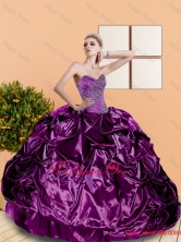 2015 Fall Classical Beading and Pick Ups Sweetheart Quinceanera Dresses in Purple QDDTC49002FOR