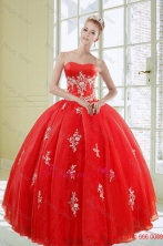 2015 Popular Red Quinceanera Dresses with AppliquesXFNAOA38TZFXFOR