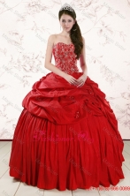 2015 Red Affordable Sweetheart Beading Quinceanera Dresses  XFNAO207FOR