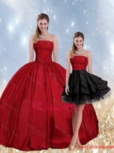 2015 Strapless Beaded Quinceanera Dress in Red and Black QDZY597TZFOR