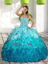 2015 Sweetheart Multi Color Quinceanera Gown with Ruffles and Beading QDDTA12002FOR