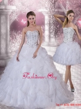 2015 Sweetheart White Quinceanera Dress with Ruffles and Beading QDZY152TZFOR