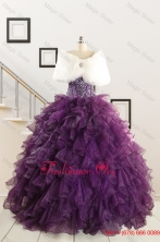 2015 Winter Luxurious Beading and Ruffles Quinceanera Dresses in Purple FNAO698AFOR
