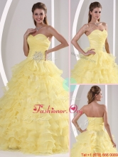 2016 Best Gorgeous Sweetheart Quinceaners Gowns with Appliques and Ruffled Layers MQR50BFOR
