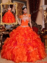 2016 Best Latest Appliques and Beading Quinceanera Dresses in Orange QDZY061DFOR