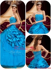 2016 Perfect Teal Quinceanera Gowns with Appliques and Beading QDZY164DFOR