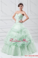 Beading and Hand Made Flowers Sweetheart Organza Quinceanera DressFFQD065FOR