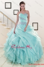Beading and Ruffles Pretty Quinceanera Dresses in Turquoise for 2015XFNAO683FOR