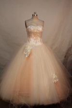 Beautiful ball gown strapless floor-length appliques and handle flowers quinceanera dresses FA-X-005