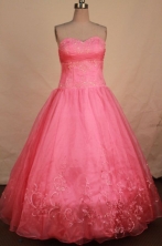 Best Ball Gown Floor-length Sweetheart Pink Taffeta Embroidery Quinceanera dress Style FA-L-394
