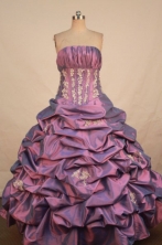 Best Ball Gown Sweetheart Floor-length Purple Taffeta Appliques Quinceanera dress Style FA-L-387