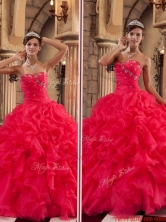 Best Luxurious Red Sweetheart Quinceanera Gowns with Ruffles QDZY293CFOR 