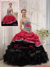 Best Selling Ruffles Sweetheart Quinceanera Gowns in Red and Black QDZY434-2BFOR