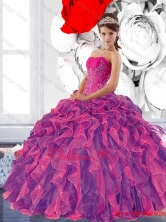 Colorful Sweetheart 2015 Fall Quinceanera Dress with Appliques and Ruffles QDDTB33002FOR