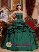 Custom Made Emerald Green Quinceanera Dresses with Beads and Pick-ups 2013 Neira Colombia Strapless Style Style QDZY657FOR