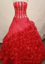 Sweet Ball Gown Strapless Floor-length Red Quinceanera Dresses Style LJ0424012