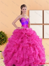 Luxurious 2015 Winter Beading and Ruffles Sweetheart Quinceanera Dresses in Hot Pink QDDTA50002FOR