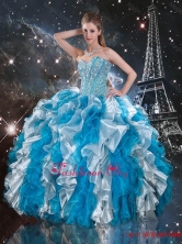 Luxurious Beaded White and Blue Sweet 16 Gowns with Ruffles QDDTA104002FOR
