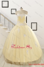Luxurious Sweetheart Appliques Sweet 16 Dresses in Light Yellow FNAO5937FOR