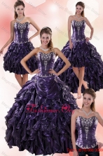 Luxurious Sweetheart Ball Gown Purple Quince Dresses with Embroidery XFNAO020TZA2FOR