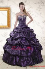 Modern Sweetheart Purple Sweet 15 Dresses with Appliques for 2015 XFNAO126FOR