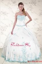 Modest Appliques 2015 Quinceanera Dresses in White XFNAO093FOR