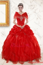 Most Popular Sweetheart Beading Quinceanera Dresses in Red XFNAO342AFOR